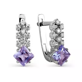 Серьги с аметистами и фианитами Линии Любви