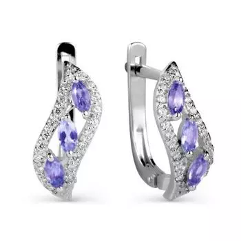 Серьги с аметистами и фианитами Линии Любви