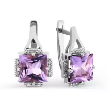 Серьги с аметистами и фианитами Линии Любви