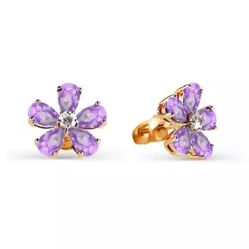 Серьги с аметистами и фианитами Линии Любви