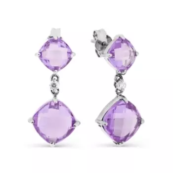 Серьги с аметистами и фианитами Линии Любви
