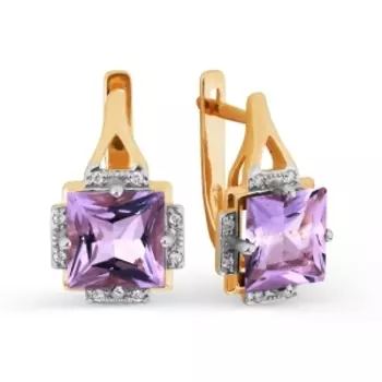 Серьги с аметистами и фианитами Линии Любви