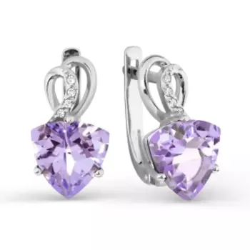 Серьги с аметистами и фианитами Линии Любви