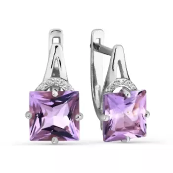 Серьги с аметистами и фианитами Линии Любви