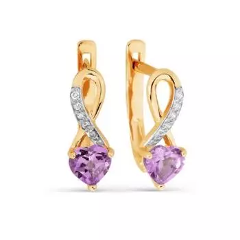 Серьги с аметистами и фианитами Линии Любви
