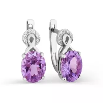 Серьги с аметистами и фианитами Линии Любви