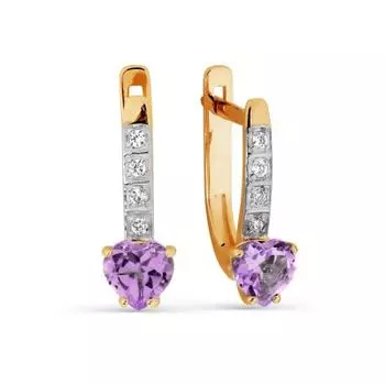Серьги с аметистами и фианитами Линии Любви