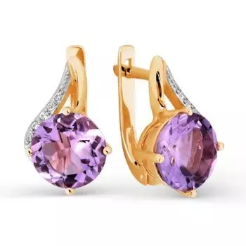 Серьги с аметистами и фианитами Линии Любви