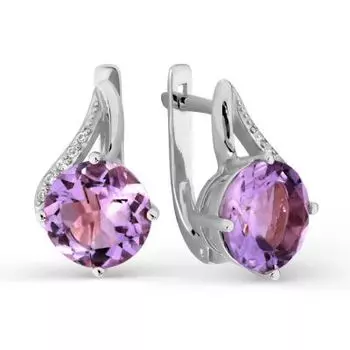 Серьги с аметистами и фианитами Линии Любви