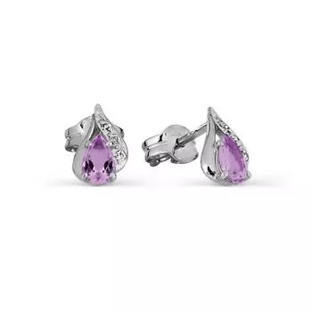 Серьги с аметистами и фианитами Линии Любви