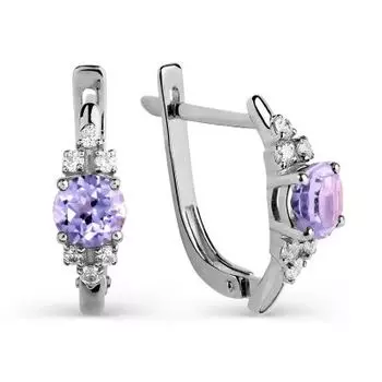 Серьги с аметистами и фианитами Линии Любви