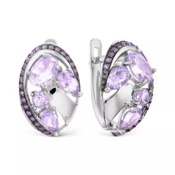 Серьги с аметистами и фианитами Линии Любви
