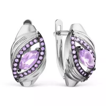 Серьги с аметистами и фианитами Линии Любви