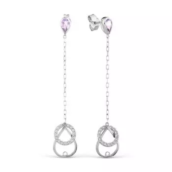 Серьги с аметистами и фианитами Линии Любви