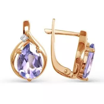 Серьги с аметистами и фианитами Линии Любви