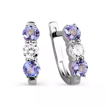 Серьги с аметистами и фианитами Линии Любви