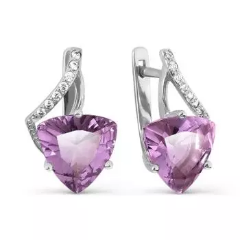 Серьги с аметистами и фианитами Линии Любви