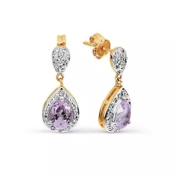 Серьги с аметистами и фианитами Линии Любви