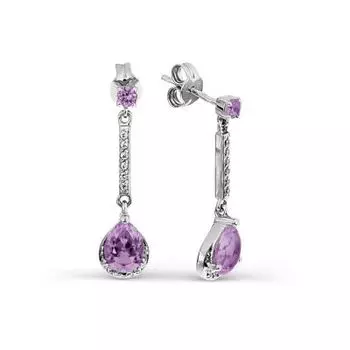 Серьги с аметистами и фианитами Линии Любви
