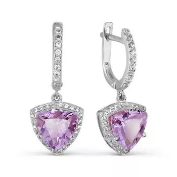 Серьги с аметистами и фианитами Линии Любви