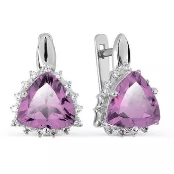 Серьги с аметистами и фианитами Линии Любви