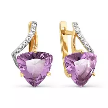 Серьги с аметистами и фианитами Линии Любви