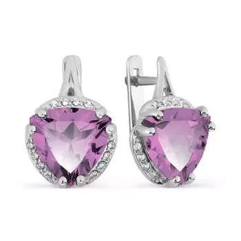 Серьги с аметистами и фианитами Линии Любви