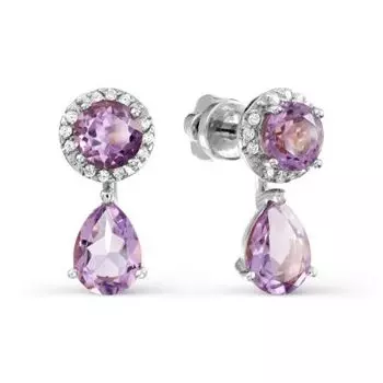 Серьги с аметистами и фианитами Линии Любви