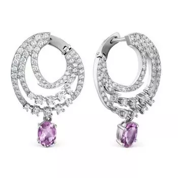 Серьги с аметистами и фианитами Линии Любви