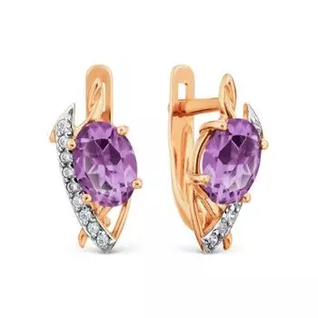 Серьги с аметистами и фианитами Линии Любви
