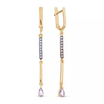 Серьги с аметистами и фианитами Линии Любви