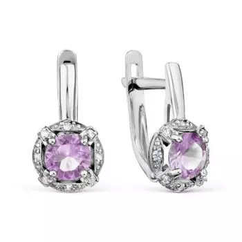 Серьги с аметистами и фианитами Линии Любви