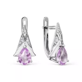 Серьги с аметистами и фианитами Линии Любви