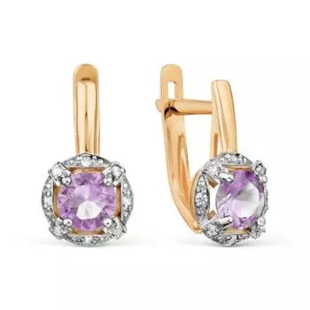Серьги с аметистами и фианитами Линии Любви