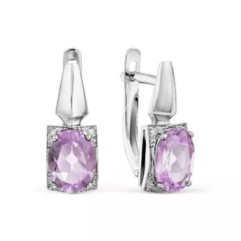 Серьги с аметистами и фианитами Линии Любви