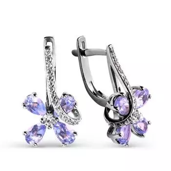 Серьги с аметистами и фианитами Линии Любви