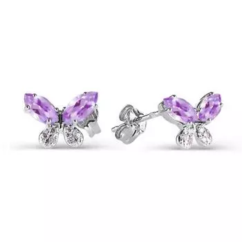 Серьги с аметистами и фианитами Линии Любви