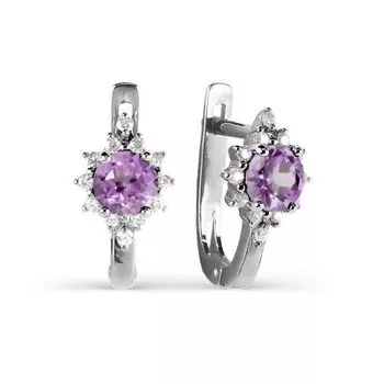 Серьги с аметистами и фианитами Линии Любви