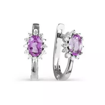 Серьги с аметистами и фианитами Линии Любви