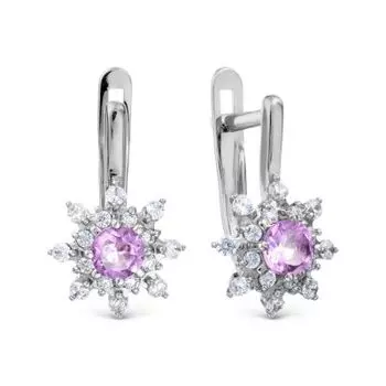 Серьги с аметистами и фианитами Линии Любви