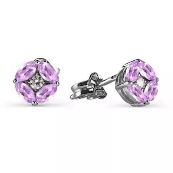 Серьги с аметистами и фианитами Линии Любви