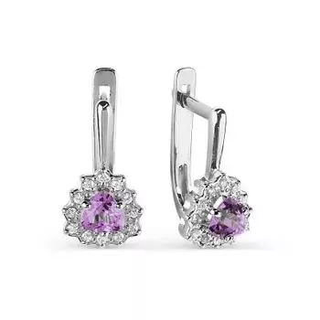 Серьги с аметистами и фианитами Линии Любви