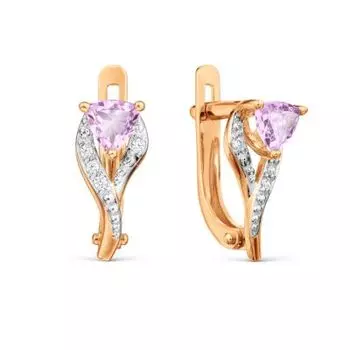 Серьги с аметистами и фианитами Линии Любви