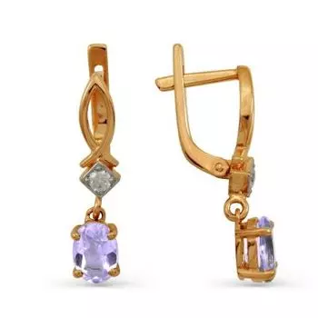 Серьги с аметистами и фианитами Линии Любви