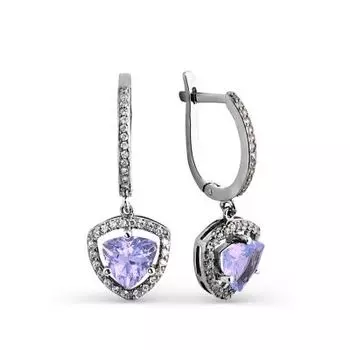 Серьги с аметистами и фианитами Линии Любви
