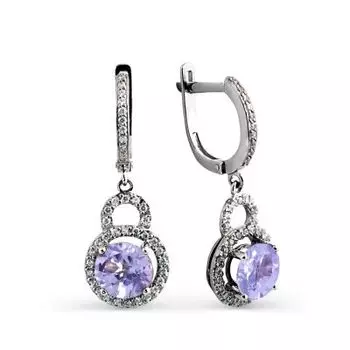 Серьги с аметистами и фианитами Линии Любви