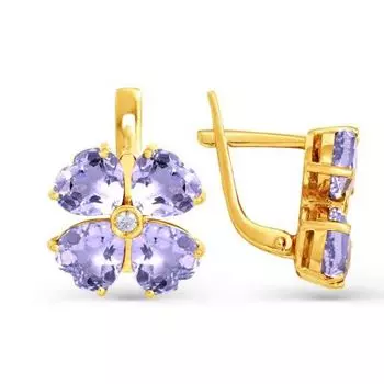 Серьги с аметистами и фианитами Линии Любви