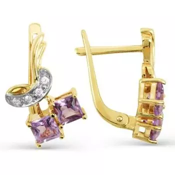 Серьги с аметистами и фианитами Линии Любви