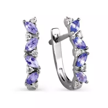 Серьги с аметистами и фианитами Линии Любви