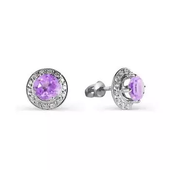 Серьги с аметистами и фианитами Линии Любви